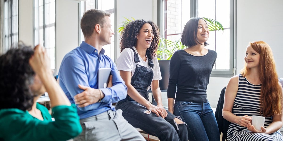 group of professionals meeting in office